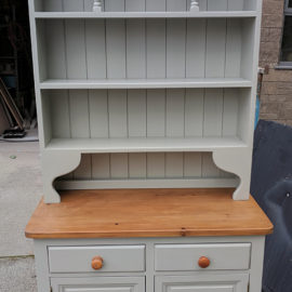 Rustic Kitchen Dresser (Grey & Waxed Wood)